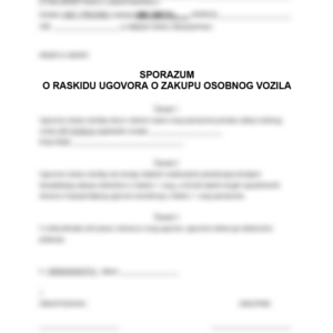 Sporazum o raskidu ugovora za najam vozila