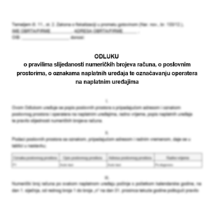 Odluka o slijednosti numeričkih brojeva računa