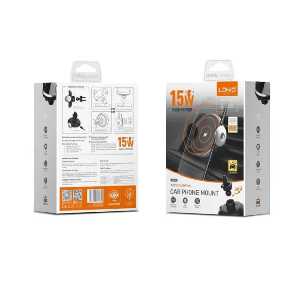 LDNIO auto punjač 15W i držač s automatskim stezanjem1