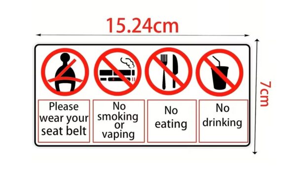 Naljepnica Obavezni pojasevi, zabranjeno pušenje i jelo1