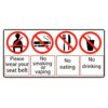 Naljepnica Obavezni pojasevi, zabranjeno pušenje i jelo3