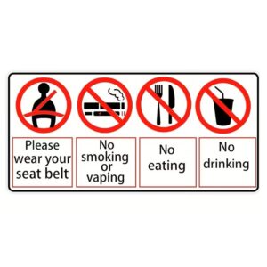 Naljepnica Obavezni pojasevi, zabranjeno pušenje i jelo3