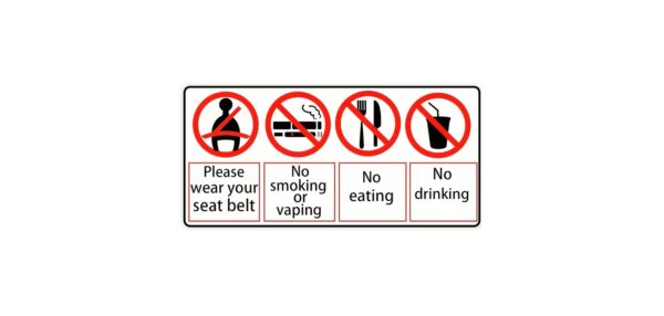 Naljepnica Obavezni pojasevi, zabranjeno pušenje i jelo3
